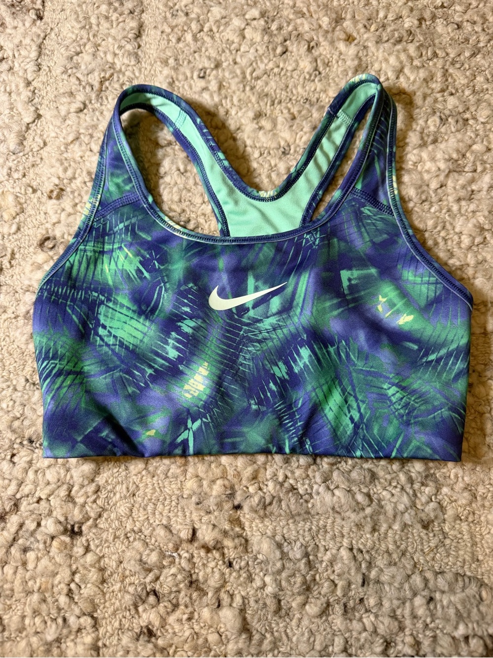 Nike Green and Blue Printed Swim Bikini Top
